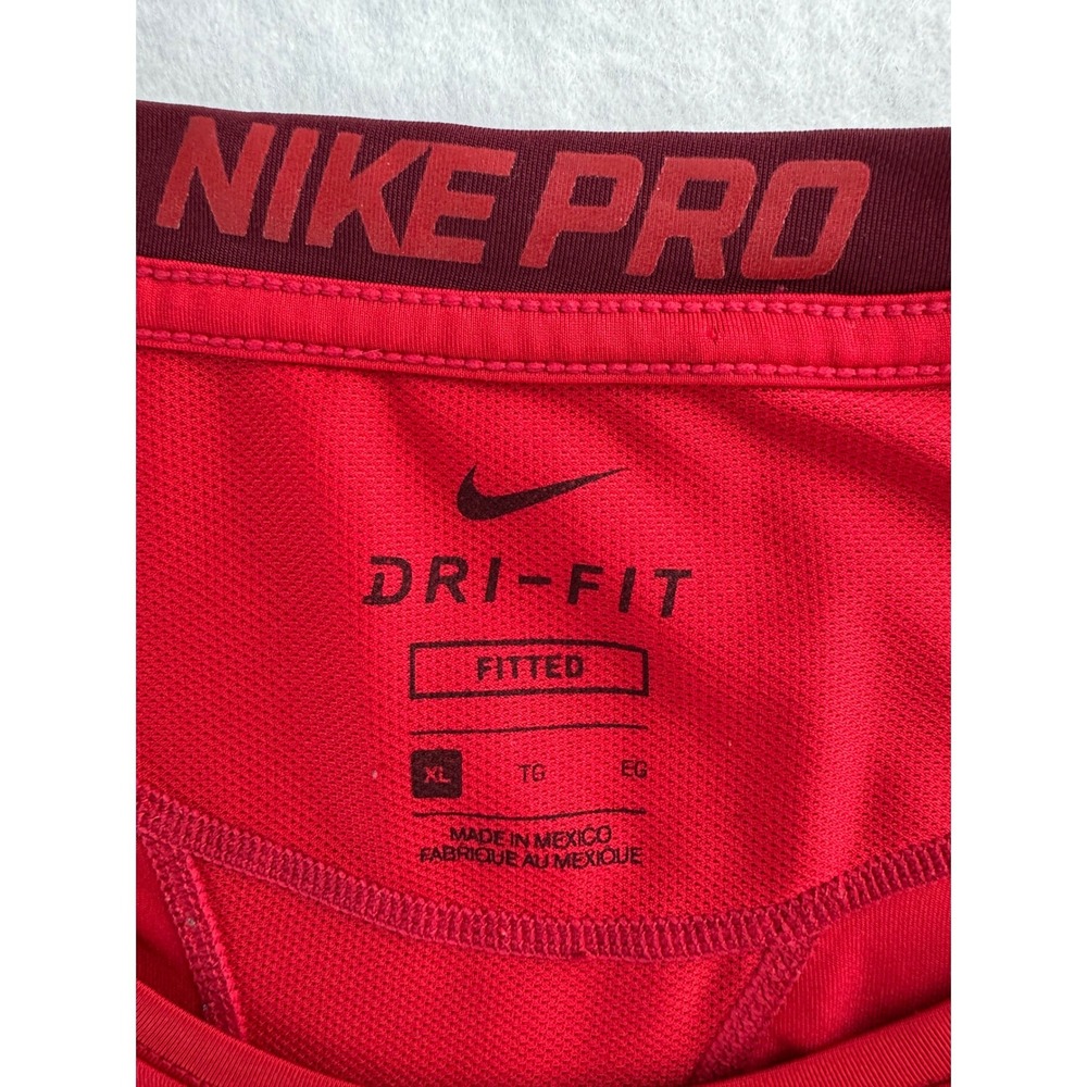 Nike Pro Dri Fit Fitted T Shirt Red Mens XL Short Sleeve Athletic‎ Gym - Picture 3 of 16